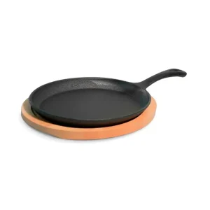 Sartén Ovalada Hierro Fundido C/Base Madera 23×17.5cm Record