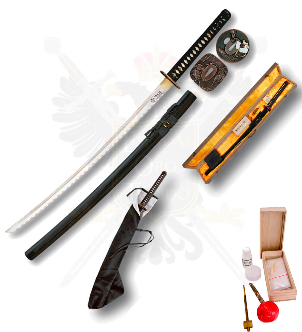 Katana Funcional vaina de madera en negro - Imagen 2
