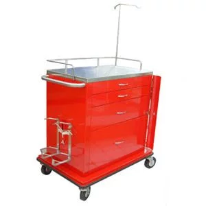 Carro rojo para emergencias con 4 cajones y portasueros y tabla Cat. ESG-CAR002 Esgo