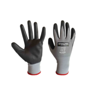 GUANTES STEELPRO POLIURETANO NEGRO/GRIS /BLANCO T-9  REF 301000780110
