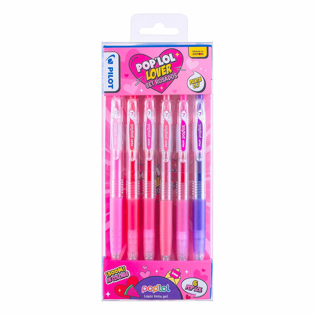 Set Lápices Gel Pop´lol Rosados 6 un.