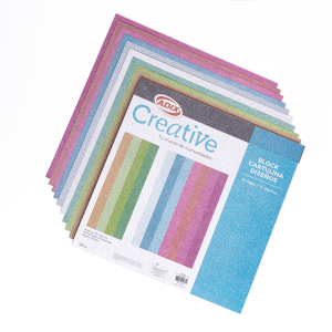 Block Cartulina con Glitter 12 un.