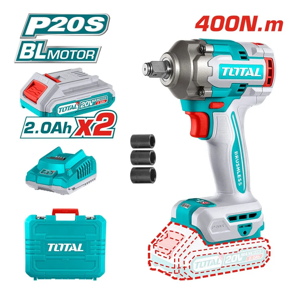 Taladro Pistola Llave Impacto 20v Carg+ 2bat Total Tiwli2040 Turquesa 20v 50/60hz - Imagen 3