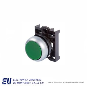 CABEZA DE BOTON PULSADOR RASANTE 22MM VERDE MOMENTANEO – M22-D-G
