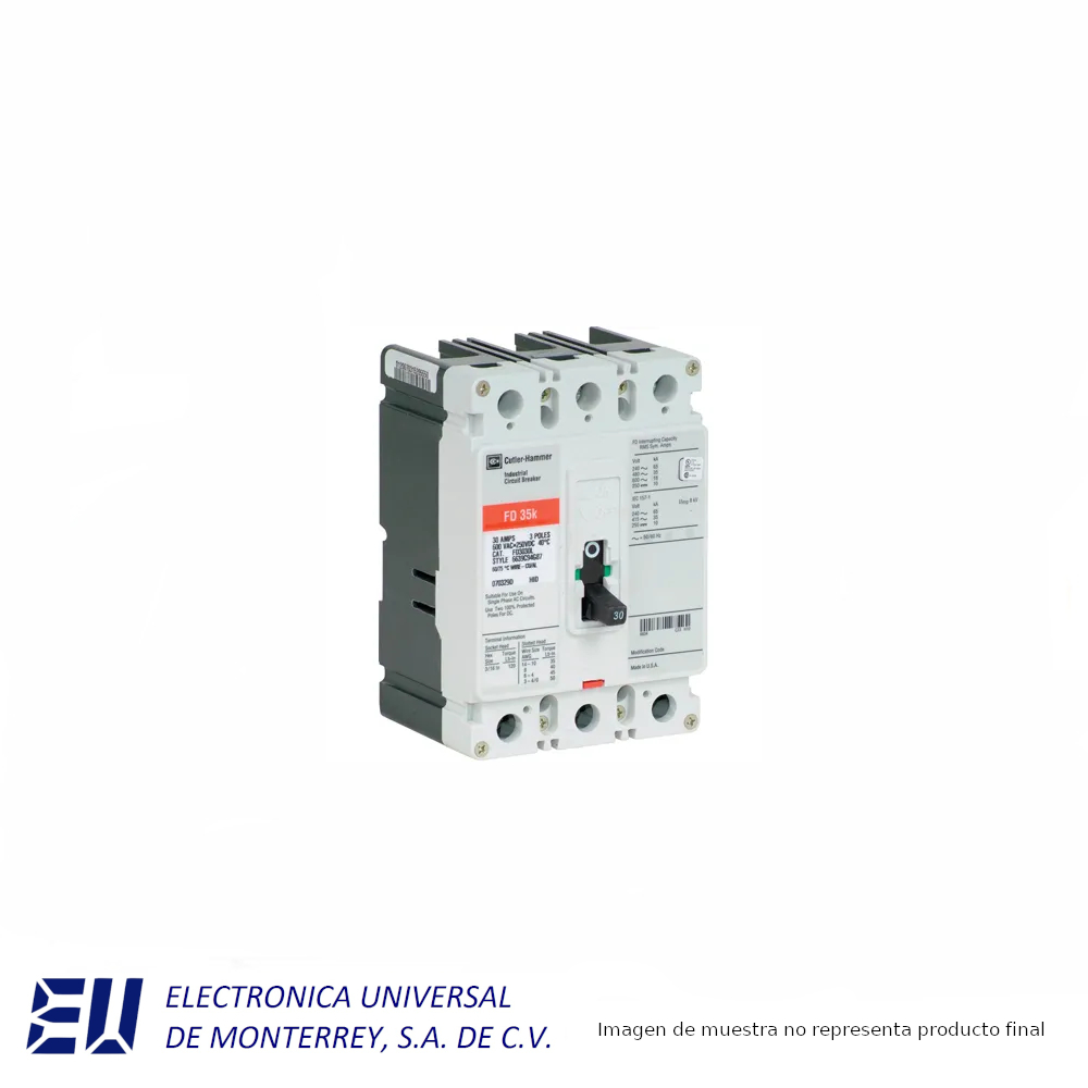 INTERRUPTOR TERMOMAGNETICO DE 3 POLOS SERIE C, 200 AMP, 600 VCA F FRAME EATON – FDB3200L - Imagen 2