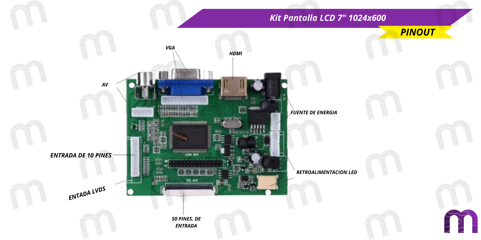 Kit Pantalla LCD 7″ 1024×600 - Imagen 4