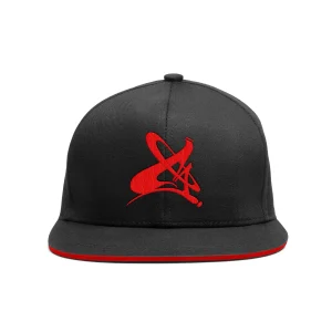 Gorra Plana Amen Logo Rojo Paleta Negra y Rojo
