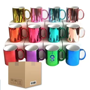 Taza de Cerámica 11oz Metálica – Espejo Caja con 36 piezas