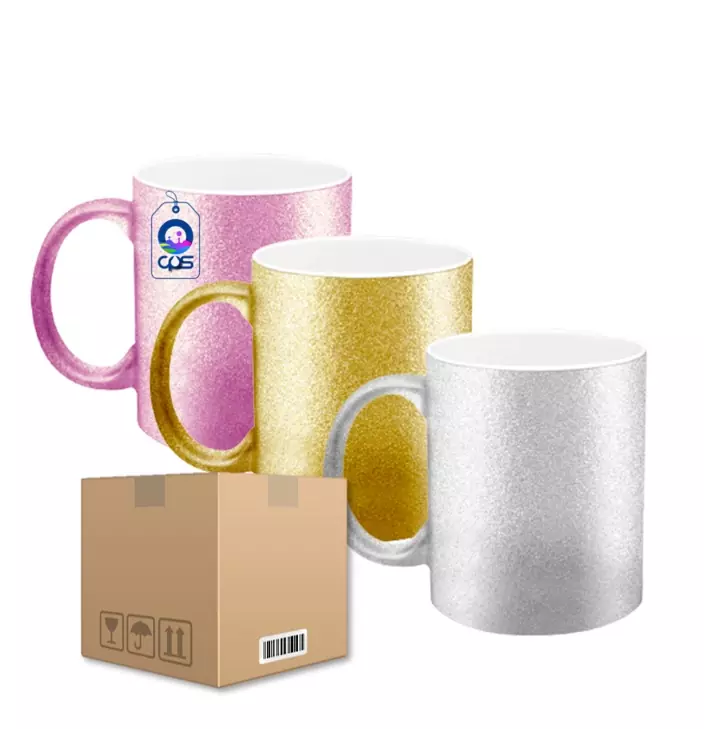 Taza de Cerámica 11oz Diamantada – Glitter Caja con 36pz - Imagen 2