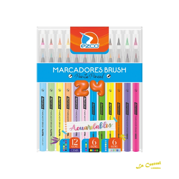 Marcadores Ezco Brush Punta Pincel Acuarelable X 24 - Imagen 2